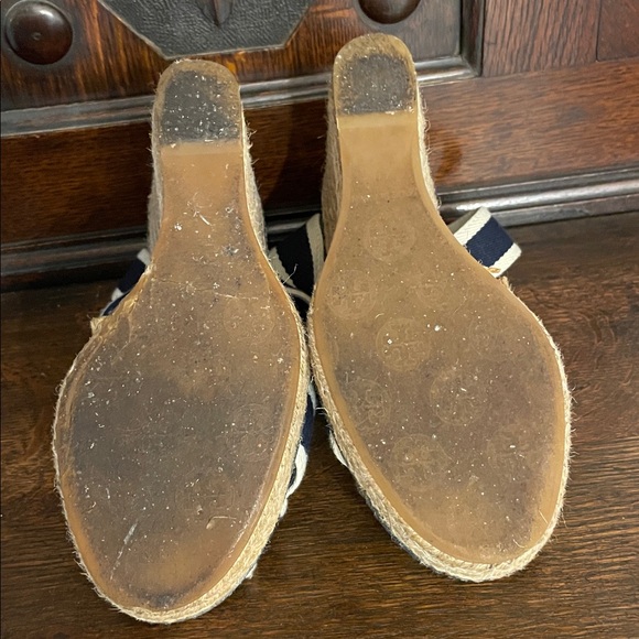 Tory Burch Contrast Elastic Espadrille Navy Cream Women's Size 6 - Picture 4 of 5